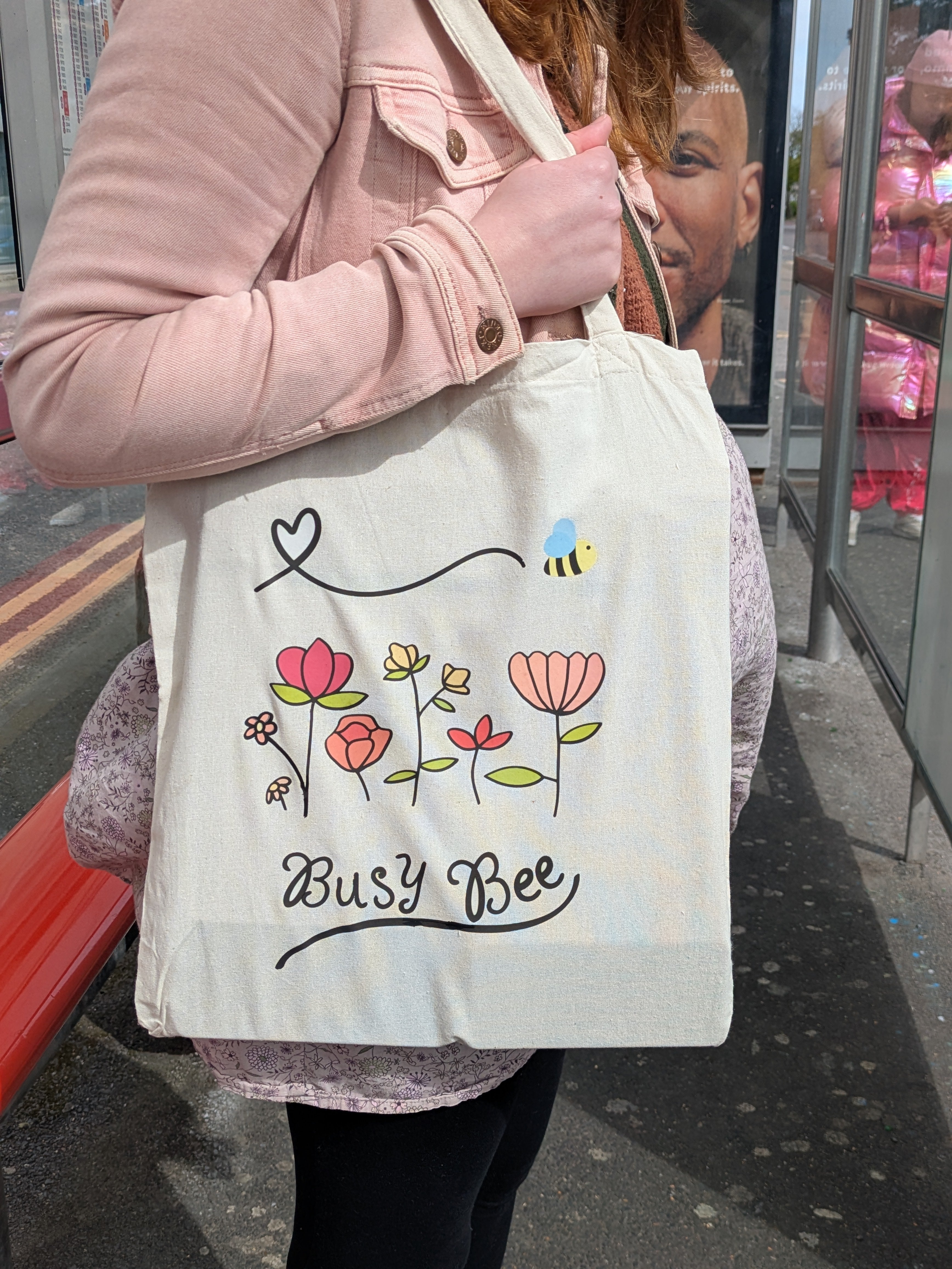 Busy Bee Gift Bundle – Tote, Stickers, Glass Cup & Accessories 🐝🌸