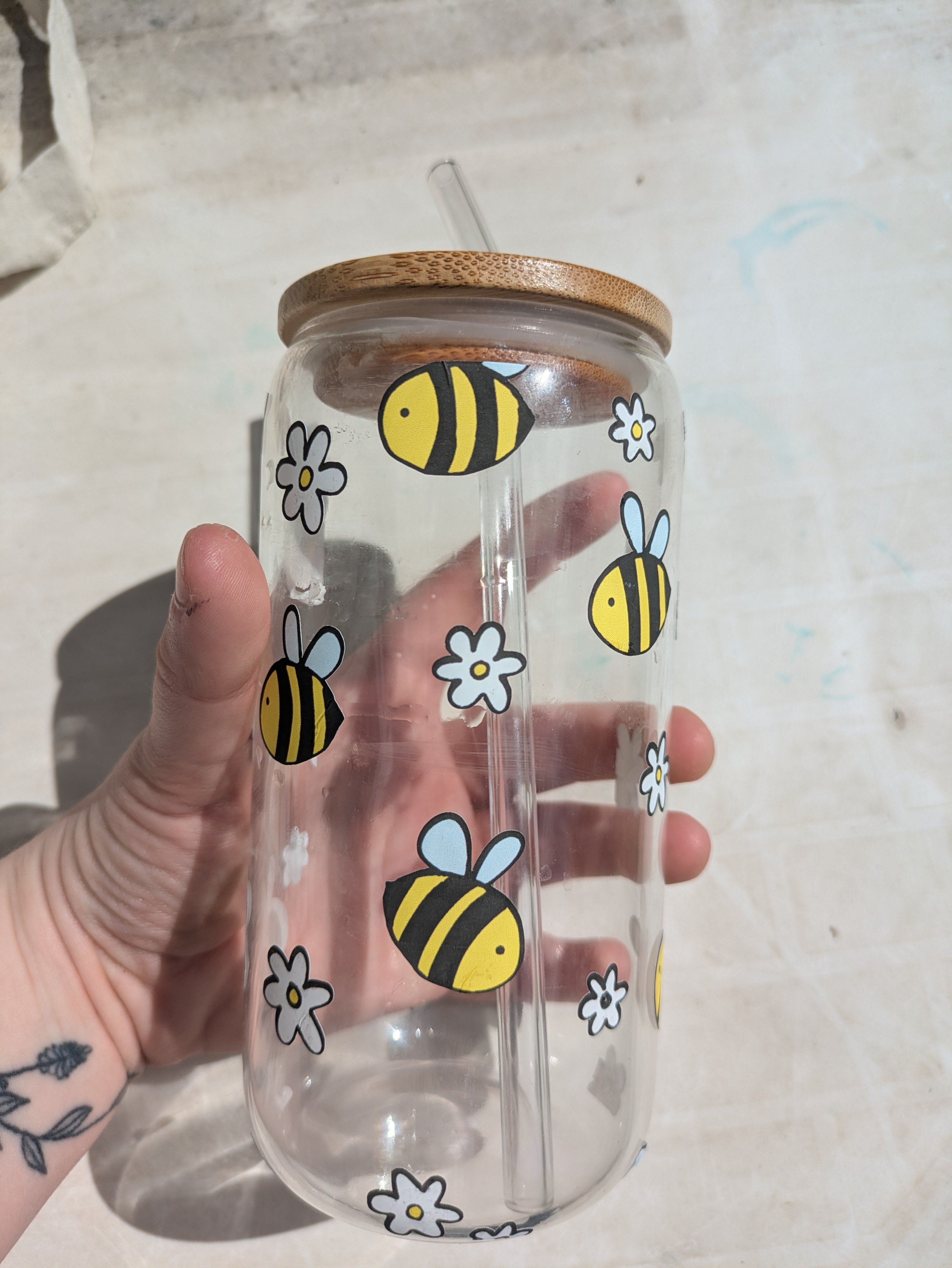 Busy Bee Gift Bundle – Tote, Stickers, Glass Cup & Accessories 🐝🌸