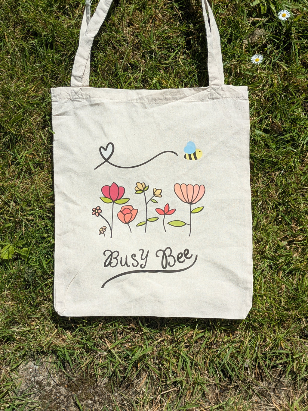 Busy Bee Floral Canvas Tote Bag