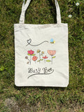Busy Bee Floral Canvas Tote Bag