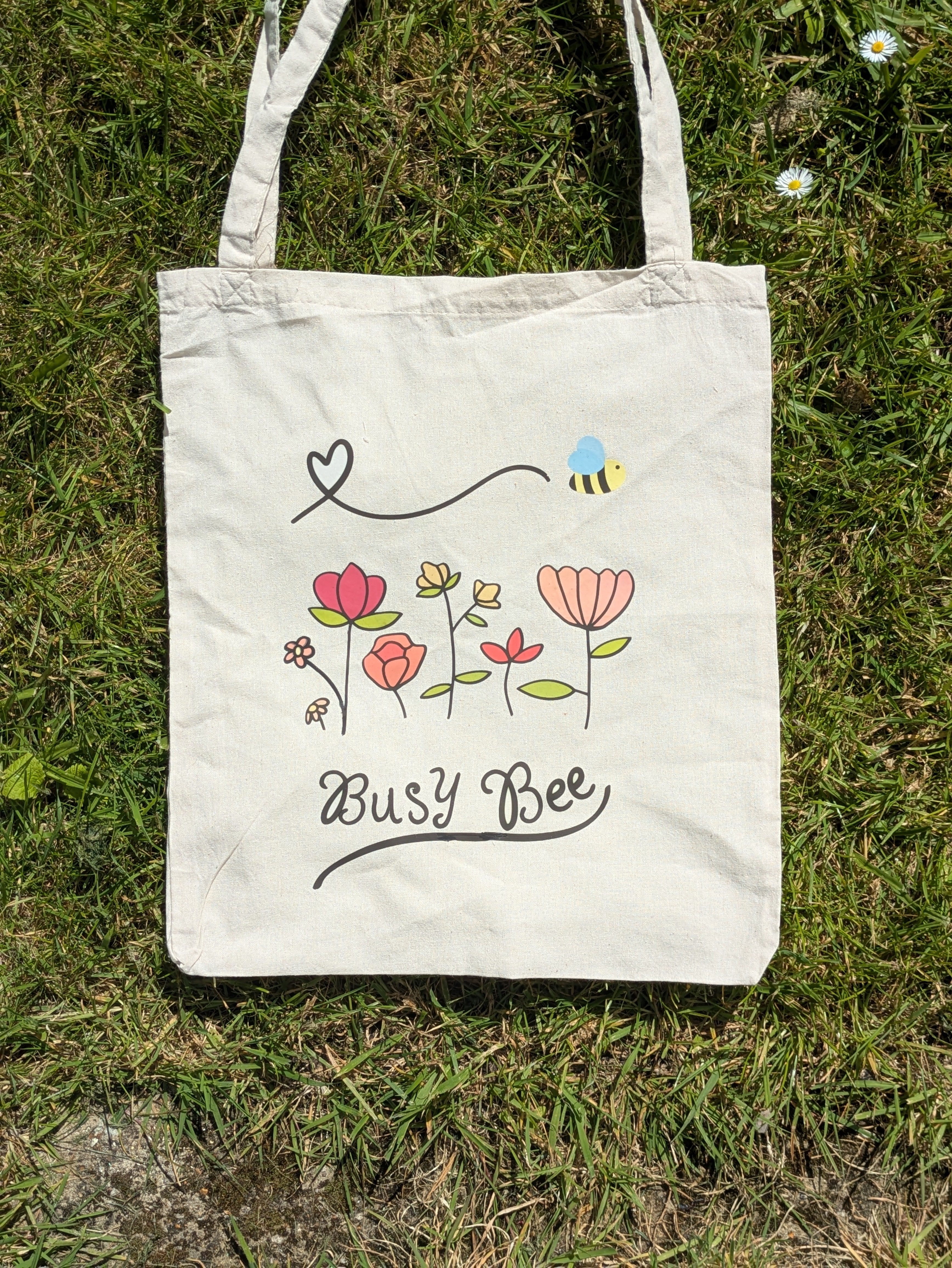 Busy Bee Floral Canvas Tote Bag