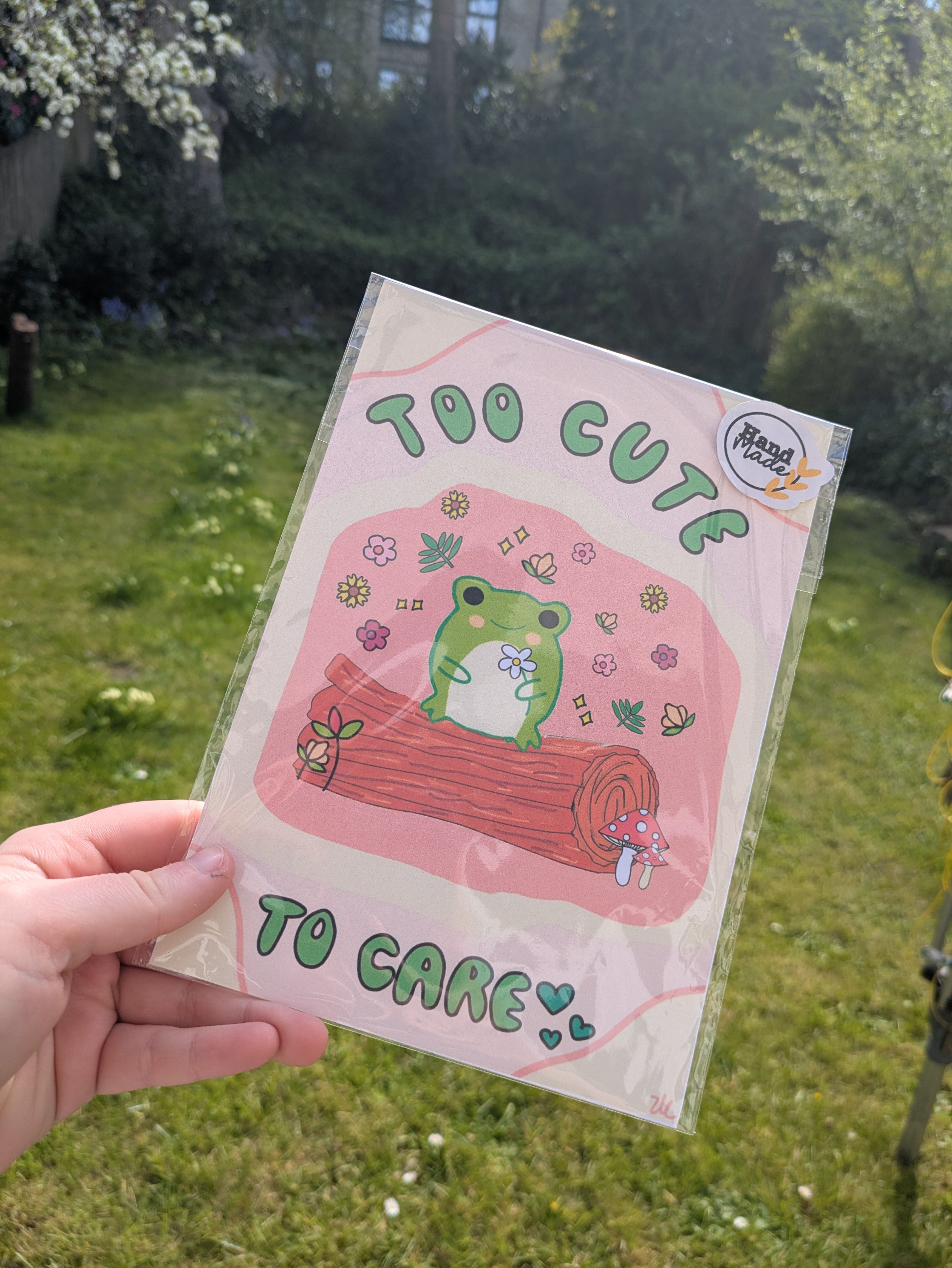 Too Cute to Care Frog Print – Cute Aesthetic Wall Art 🐸✨