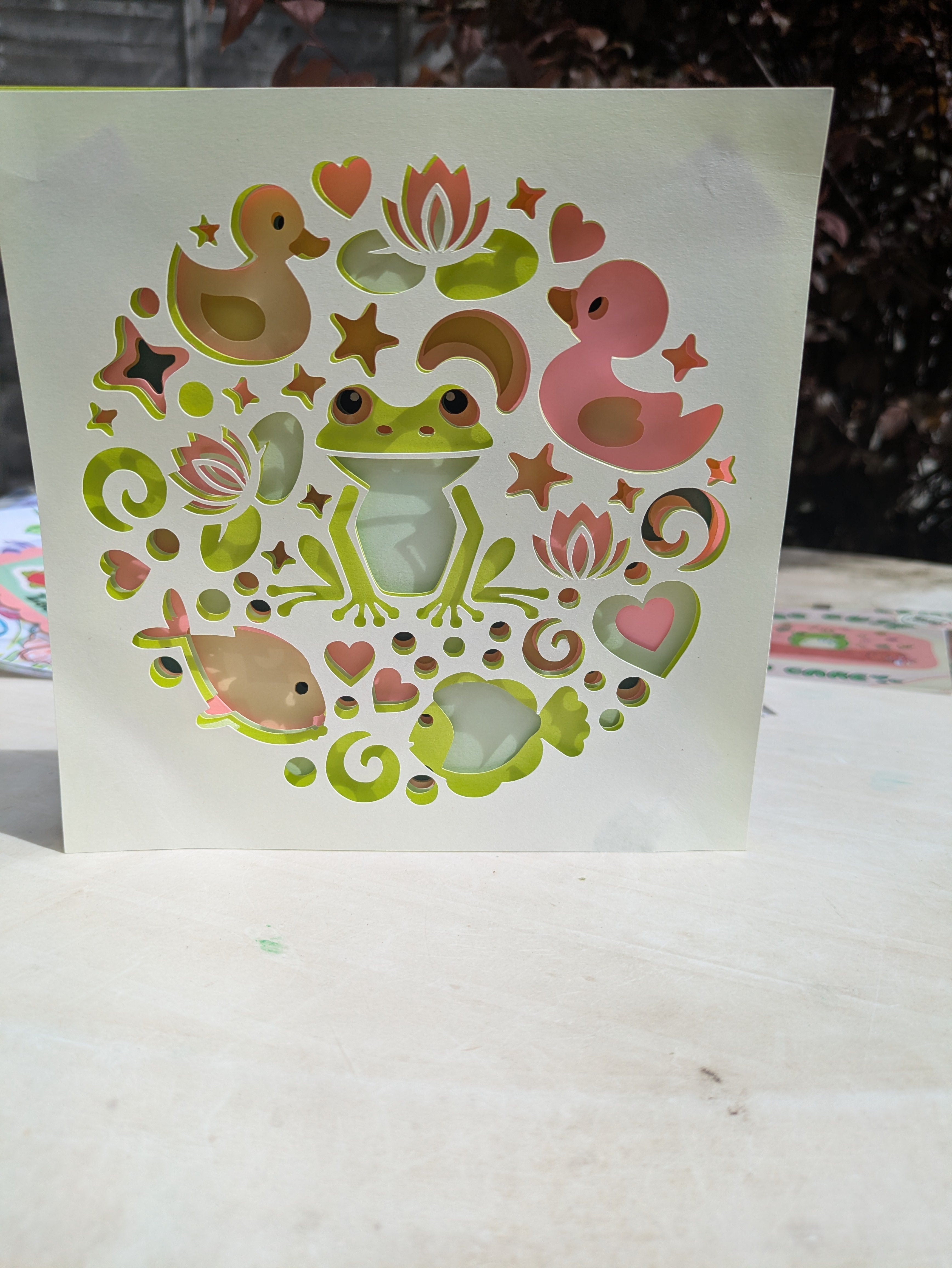 Frog Shadow Box Art – Layered Card Cut Wall Decor 🐸✨