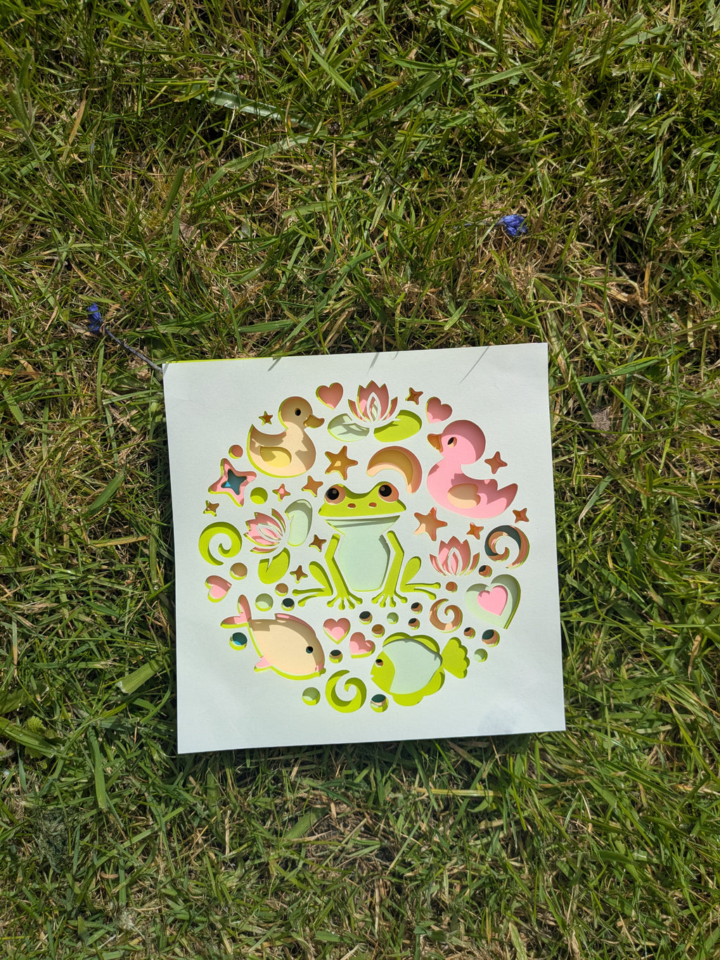 Frog Shadow Box Art – Layered Card Cut Wall Decor 🐸✨