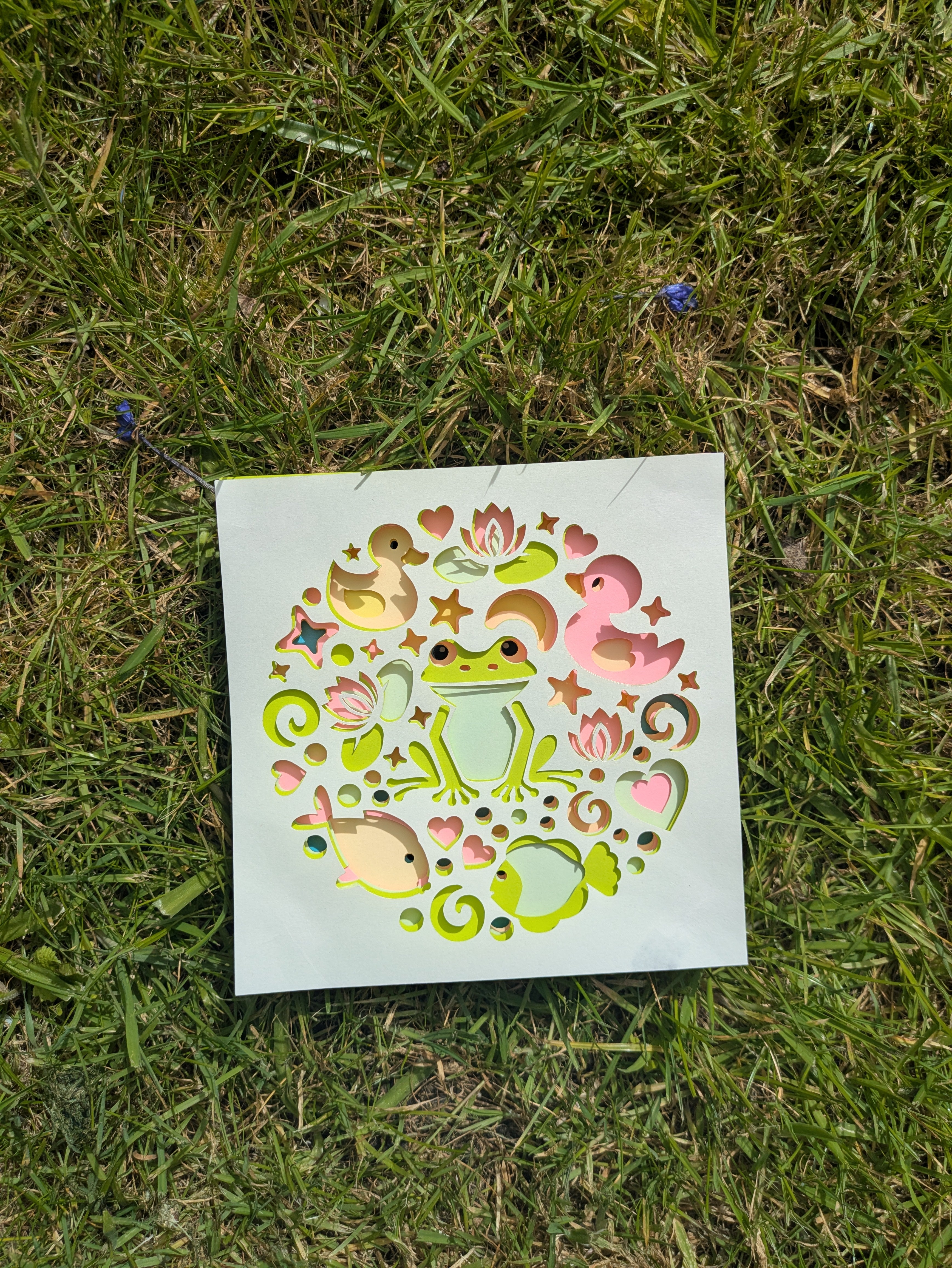 Frog Shadow Box Art – Layered Card Cut Wall Decor 🐸✨