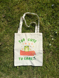Too Cute to Care Frog Tote Bag – Cute Aesthetic Canvas Tote 🐸✨