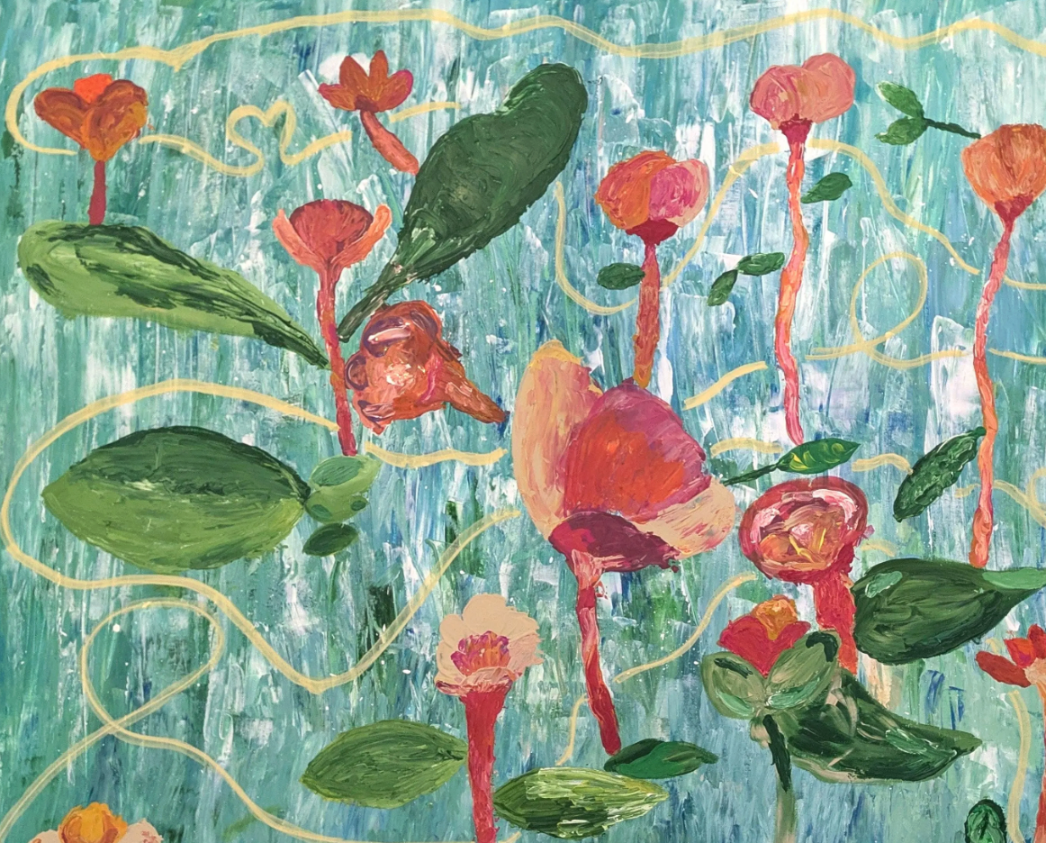 Bloom - original floral acrylic painting - 32 x 40 inches