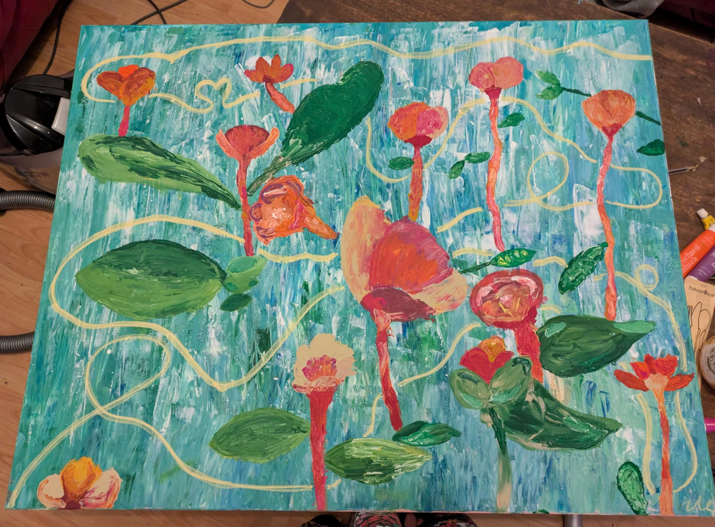 Bloom - original floral acrylic painting - 32 x 40 inches