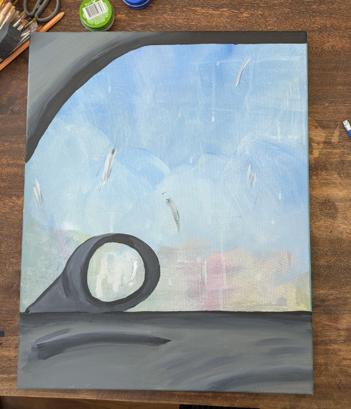 The Car Window - original acrylic painting - 18x24" / 42.72 x 60.96cm