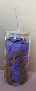 Giraffe Glass Tumbler with Bamboo Lid & Glass Straw